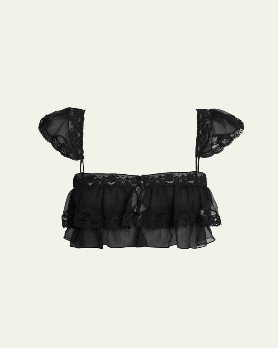 Flou Lace-Trimmed Cropped Blouse